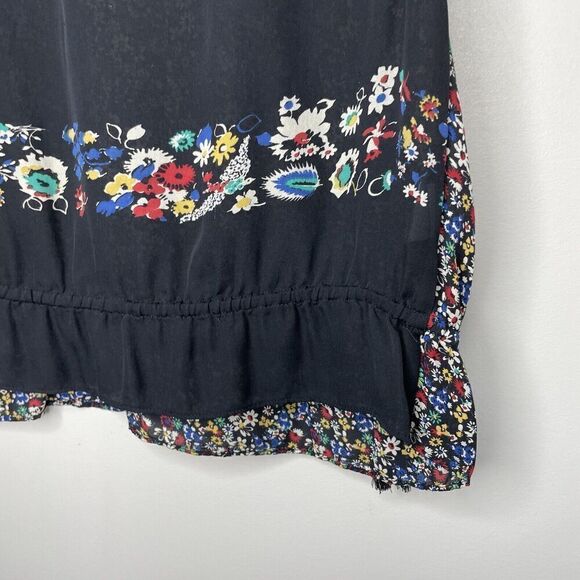 DEREK LAM 10 Crosby Top Womens 2 Sleeveless 100% Silk Floral Blouse Tassels - Picture 10 of 13